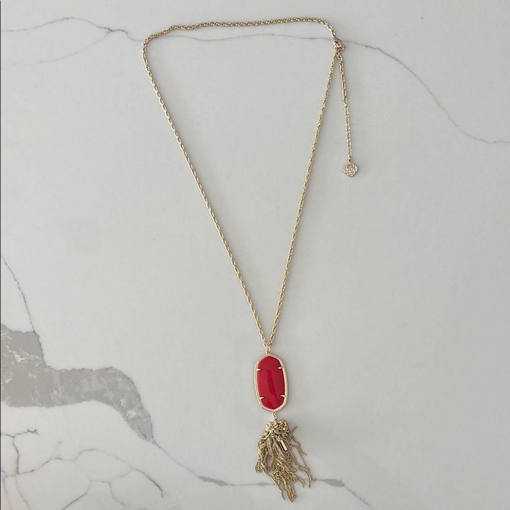 Kendra Scott Red and Gold Tassel Necklace